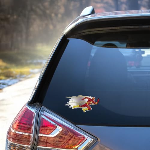 Image of Elektroplate The Flash and Logo Dynamic Car Decals Set of 3 | Officially Licensed DC Comics - Weatherproof Automotive Grade Sticker - Water Bottle, Laptop & More - Made in the USA