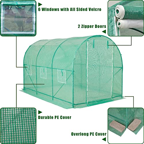 Walk-in Tunnel Greenhouse,Portable Plant Hot Housewith Dual Zippered Screen Doors & 6 Screen Windows Heavy Duty Plastic Plant Warm House with Reinforced Frame (10x7x7 FT)