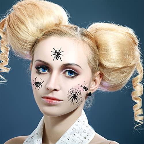 Adisno 10 Sheets Spider Web Makeup Stickers, Halloween Makeup Tattoo, Spider Web Face Temporary Tattoo for Halloween Masquerade Carnival Party Punk Gift