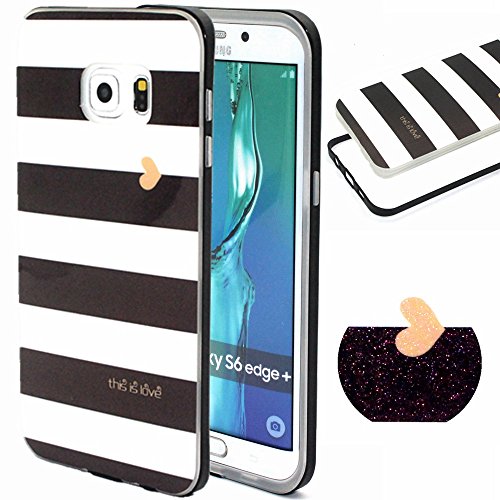 Galaxy S6 Edge Plus case, Hybrid Fancy Colorful Pattern Hard Bumper Case Fit for Samsung Galaxy S6 Edge Plus (white and black)