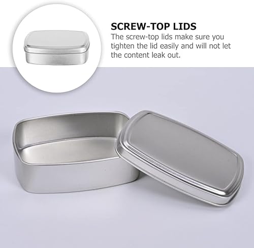 Miniatura 2 de COHEALI Latas de aluminio 4 piezas rectangulares vacías con bisagras con tapa, tarro de aluminio para almacenamiento de pasadores de caramelo,