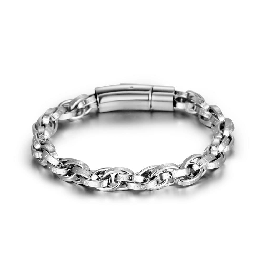 ANNI.SOUL Handmade Curb Chain Bracelet for Men Men's Rope Chain Bracelet, Titanium steel Hand woven bracelet, 7.87Inches, no gemstone