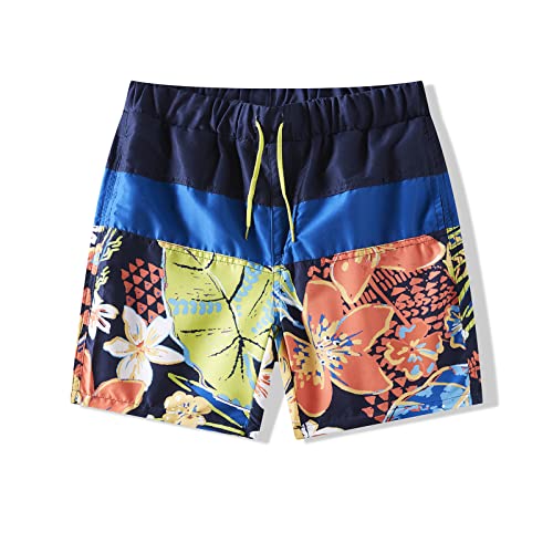 basadina Pantalones cortos de natación ligeros para niños, bañadores de playa de verano, estampados de secado rápido, para surf, 5-14 años, verde, 7-8 Años Cover
