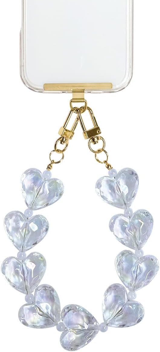 Sancrest HS-HB01 Heart Beaded Hand Strap, Clear Aurora