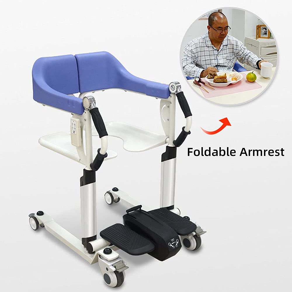 Sillas de ruedas para baño, silla de ruedas eléctrica elevadora de pacientes para el hogar, sillas de ruedas para adultos con asiento dividido a 180°, con control remoto, con cojín extraíble y cintu