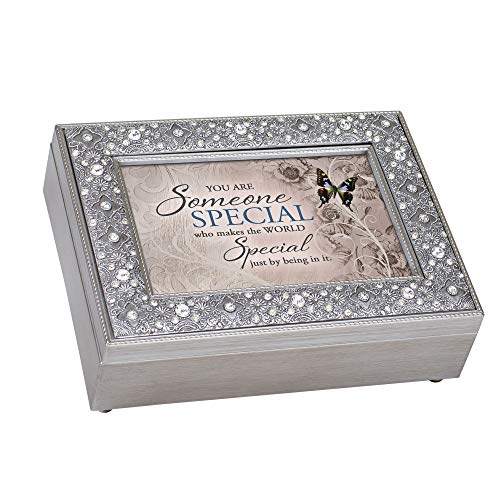 Cottage Garden You Are Someone Special Filigree Jewel Bead Silver Tone Music Box Plays Canon D #TOP8