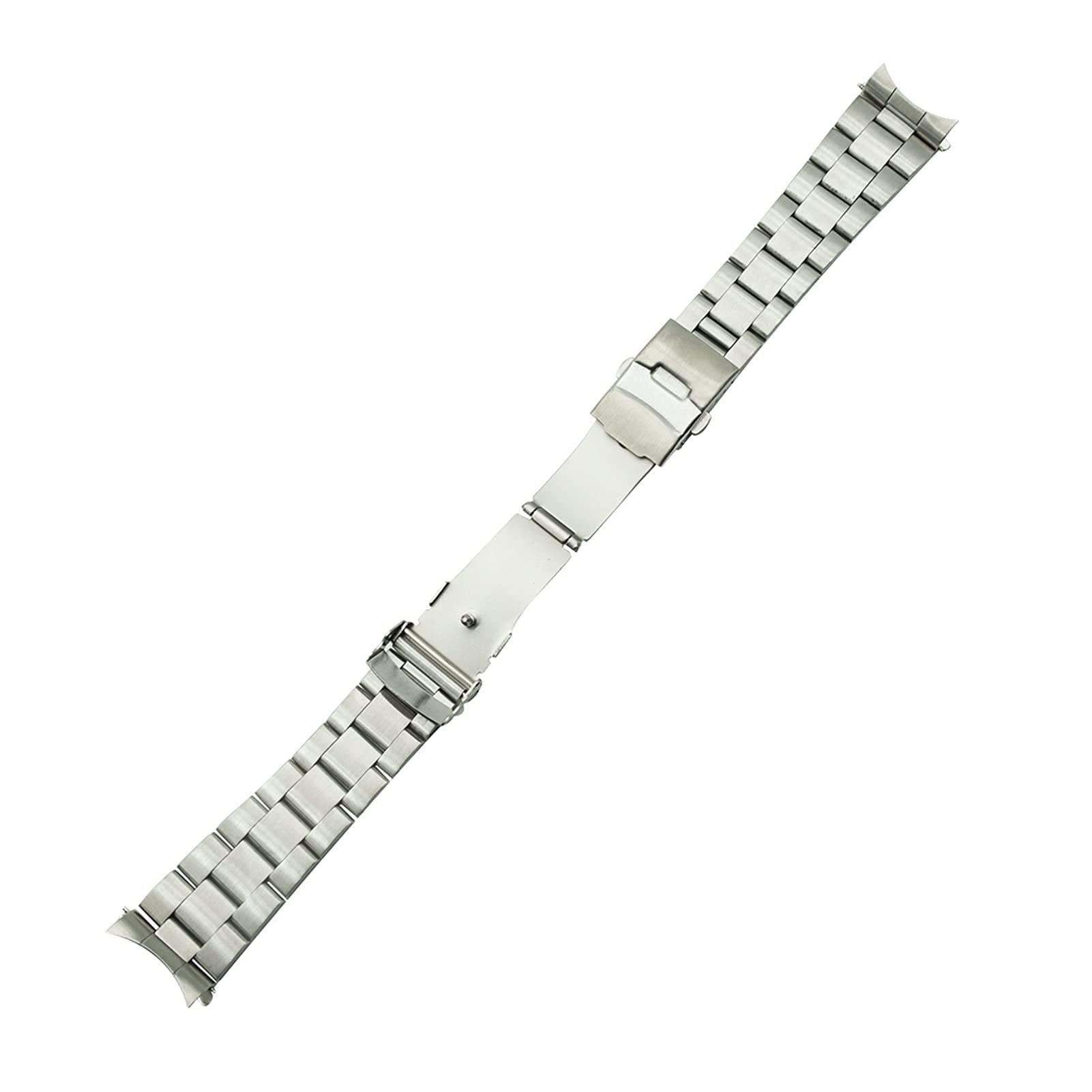 Bracelet de montre incurvé en acier inoxydable de 20 mm et 22 mm - Pour homme et femme - Double fermoir - Boucle de rechange