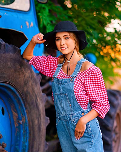 Waterproof Bucket Rain Hat For Women Wide Brim Summer Upf50+ Cowboy Sun Hat Men Foldable Soft Floppy Beach Hat Navy Blue #TOP6