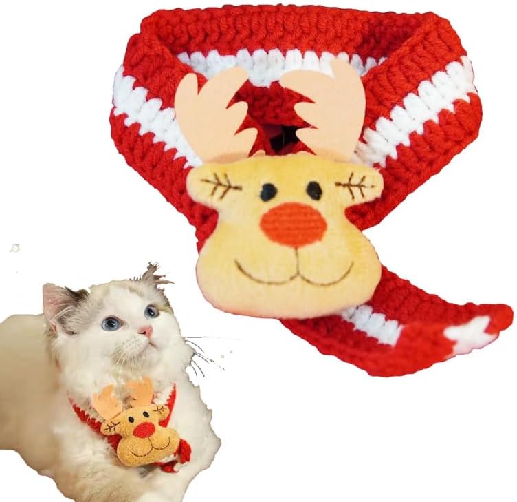 Miniatura 6 de Bufanda de Navidad para perros y gatos, diseño de bufanda tejida a mano, bufanda cálida para mascotas, invierno, Navidad, vacaciones, bufanda en