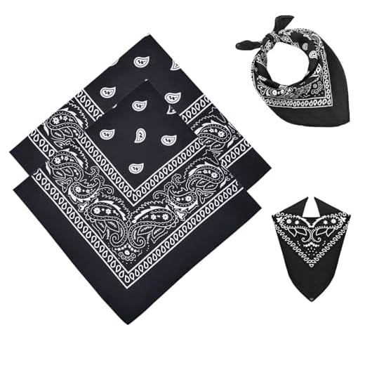 JJiaoLinin Negro Bufanda, 2 Piezas Bandanas Paisle, pañuelos unisex, pañuelo multifunción, para la Cabeza, Fiesta Temática, Carnaval, Halloween, Accesorios de disfraces, Accesorios (55cm X 55cm)