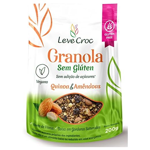 Leve Crock Granola Sem Gluten Sem Adição Açúcar Quinoa E Amêndoas 200G