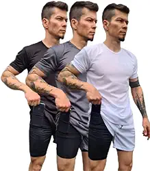 Kit 3 Conjuntos Academia Masculino, Camiseta Dry Fit + Short 2 em 1, Poliéster