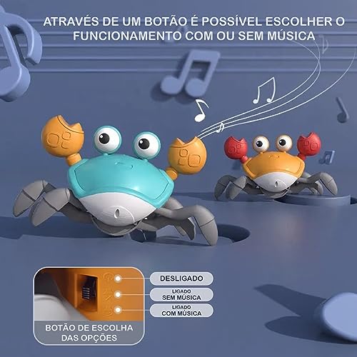 Pega Caranguejo - Brinquedo com Música, Que Anda e Evita Obstáculos - Movido a Pilhas (AA) (Verde!)