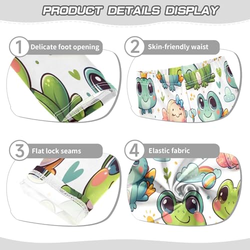 Bolaz Toddler Girls Leggings Printed Yoga Pants Leggings Green Yellow Cartoon Frog for Kids3