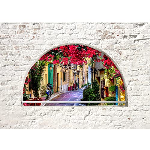 Runa Art Fototapete Fenster Toscana Modern Vlies Wohnzimmer Schlafzimmer - Made in Germany - 308 x 220 cm Weiss Bunt 9074010a