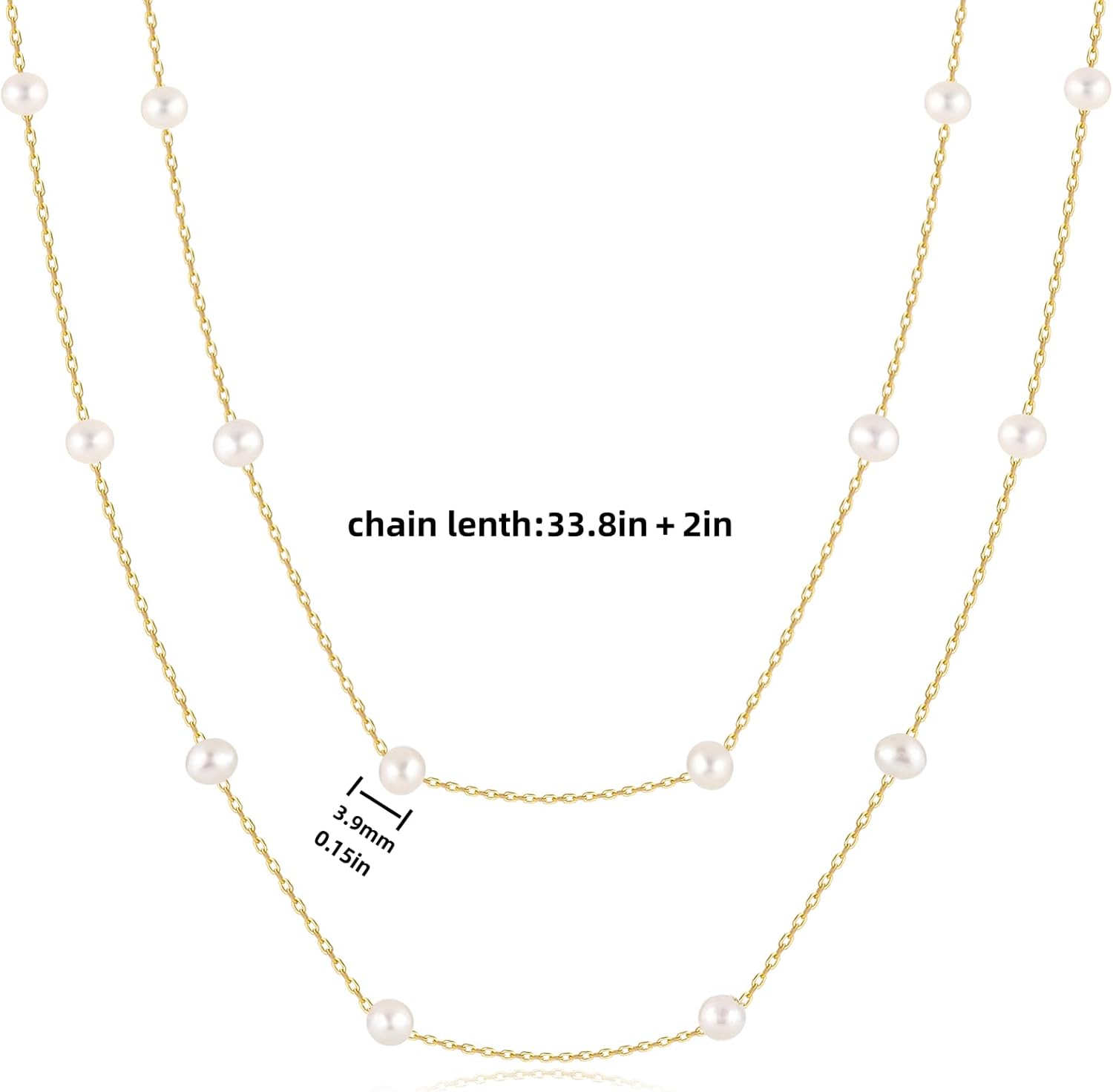 Long Freshwater Pearl Necklaces for Women, Vintage Choker Chain Double Layered Long Pearls Jewelry for Bridal Wedding Party Gift - Image 7