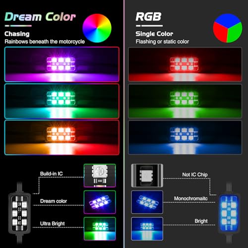 Image of Nilight 8PCS Motorcycle Dream Color LED Light Kits with APP&Remote Control