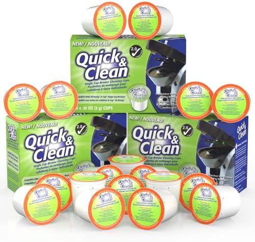 Quick & Clean [18-Pack] Keurig Cleaning Pods - K Cup Cleaner Pod For Keurig - 2.0 Coffee Machine Compatible, Removes Stains, Non-Toxic and Eco-Friendly - Descaler/Descaling Solution Compatible