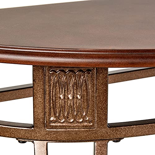 Hillsdale Montello Metal Console Table With Faux Leather Wood Top, Old Steel #TOP2