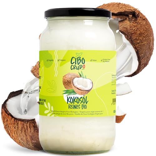 Bio Kokosöl Nativ und Kaltgepresst - 1 LT. Kokosöl Bio Flüssig für Haare Haut und Backen oder Kosmetik. Virgin Organic Coconut Oil for Hair.
