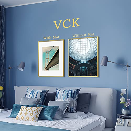 Image of VCK 16x20 Aluminum Picture Frames Gold for Wall, 3 Pack Metal Poster Frame with Real Tempered Glass High Definition, For Photo 11x14 with Mat 16x20 without Mat