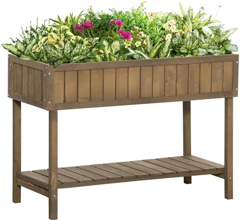 Jardinière Sur Pieds 3 Niveaux Outsunny - 5 Bacs, Bois Sapin - 75x78x77cm - Potager Balcon