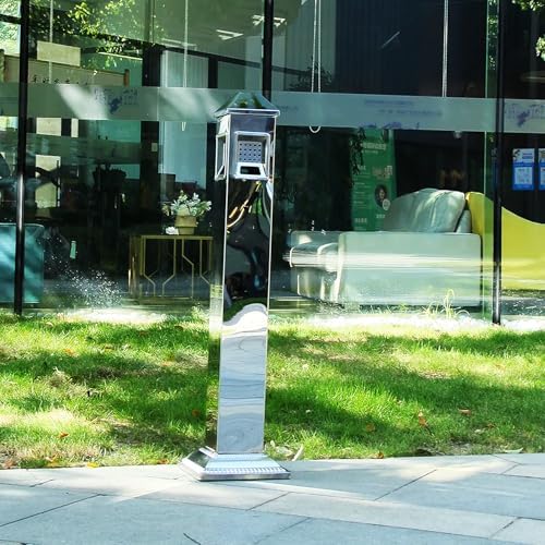 Stainless Steel Outdoor Trash Can & Cigarette Bin with Removable Ashtray, Durable Metal Waste Receptacle for Home, Office & Commercial Spaces, Sleek Silver Design