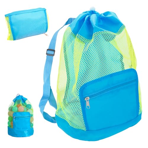 Borsa Grande per Giocattoli di Spiaggia, Sacco Reticolo Pieghevole con Cerniera per Giocattoli, Organizzatore per Set di Secchio e Pala, Giocattoli per Sabbieggiatura per Famiglie con Bambini