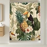 Toucan Extra langer Duschvorhang, tropische botanische Ananas-Blume, Sommergrün, Polyester, wasserdicht, Designdruck, Badvorhänge für Badezimmer, Badewanne, Wohnung, Dekoration, 183 x 248 cm