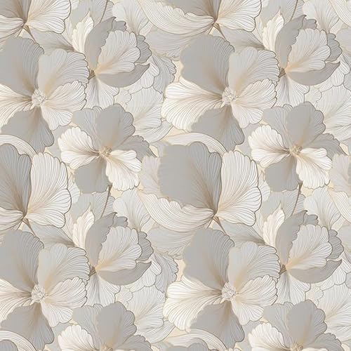 Image of Grey Floral Wallpaper for Walls | Peel and Stick Self Adhesive Wall Sticker | Waterproof PVC Vinyl Decorative Wall Decor for Home, Living Room, Bedroom & Office (45x300 cm)