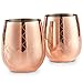 VonShef Stemless Wine Glasses, Etched Copper Stainless Steel, Set of 2