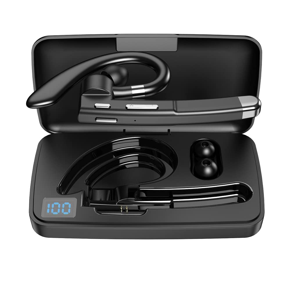 Auricolare Bluetooth Auricolare Vivavoce Girevole a Orecchio Singolo con Custodia di Ricarica per Display della Batteria per la Guida in Ufficio (520 seconda generazione)