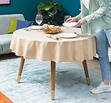 Simurq Tischdecke Abwaschbar - Wasserabweisend | Tischdecke Rund 140 Leinenoptik-Lotuseffekt | Pflegeleicht & fleckenabweisend Tischdecken | Tischdecke Beige -Tischtuch Table Cloth (Beige, 140 Rund)