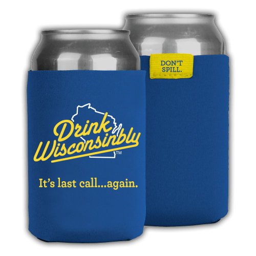 Drink Wisconsinbly Blue Can Cooler