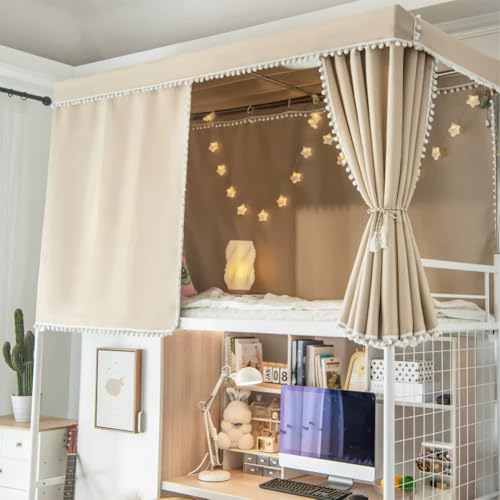 Rideaux de lit superposés beiges pour créer un espace privé de couchage