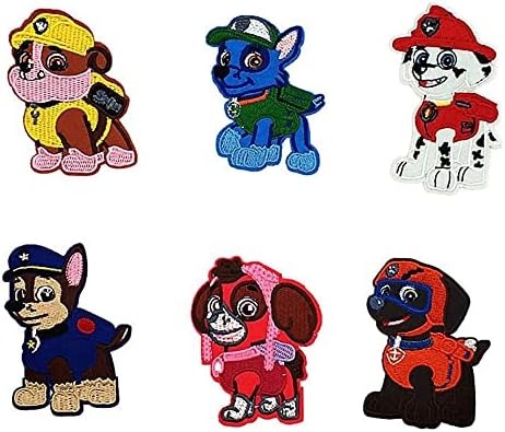 6pcs Kids Embroidered Dog Patch Sew On/Iron On Patch Applique Clothes Dress Plant Hat Jeans Sewing Flowers Applique DIY Accessory