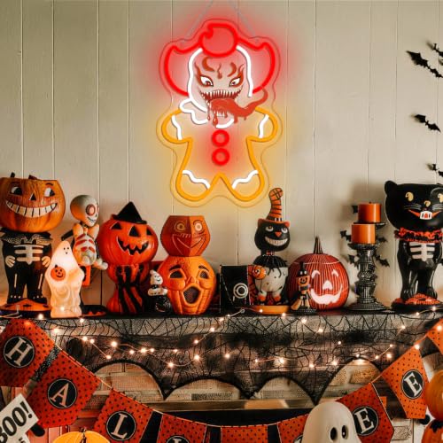 Image of Gingerbread Man Neon Sign Horror LED Wall Light for Halloween Party Decor
