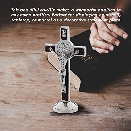 sharprepublic Crucifix Jesus Christ Cross Statue Figurine For Car Home Chapel Decor - Silver, as described