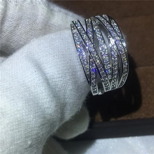 White Gold Plated White Cubic Zirconia Cross Wrapping Engagement Rings Wedding Bridal Band Promise Rings Evening Parties Anniversary Valentine's Day Gifts Eternity Bands for Women3