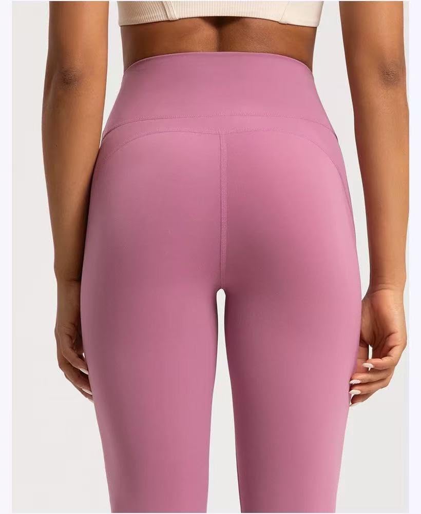 Women's High Waisted Nude Feeling Cinching Belly and Lifting Buttocks Bell Bottom Pants Elastic Yoga Pants