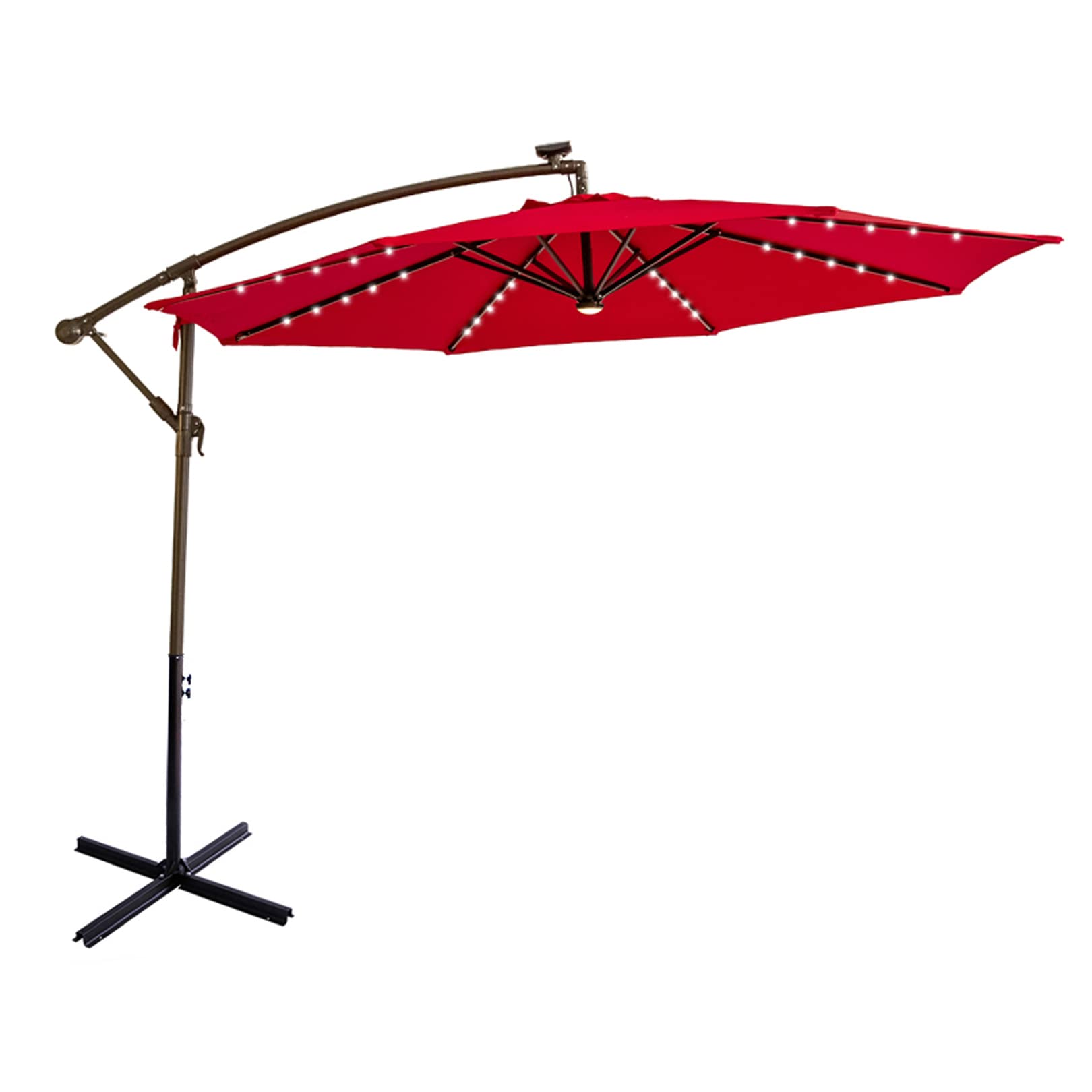 C-Hopetree 10 ft Offset Cantilever Outdoor Patio Umbrella with Solar LED Lights