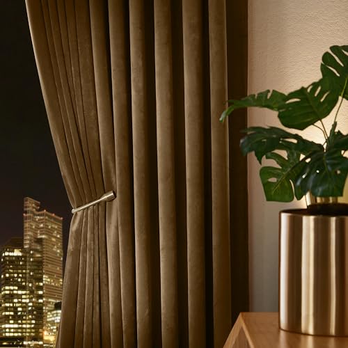 PONY DANCE Velvet Curtains 84 inch for Living Room - Soundproof Classic Solid Curtains for Bedroom,Set of 2 Panels,Brown,52Wx 84L by PONY DANCE - Image 5