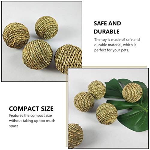 VILLCASE 4 Peças Bola Tecida de Hamster Bola de Grama Natural Bola de Coelho Coelho Mastigar Bola de