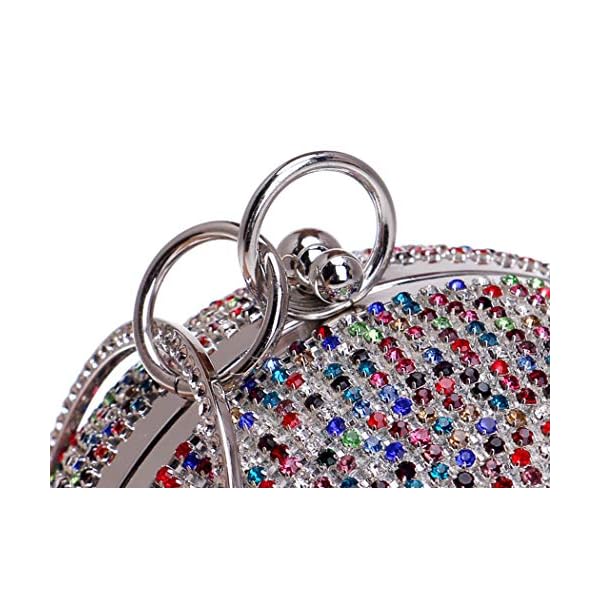 Tngan Ball Shape Clutch Purse Party Handbag Rhinestone Ring Handle Evening Bag - Image 7