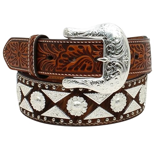ARIAT Men's Triangle Conchos Calf Hair Belt3
