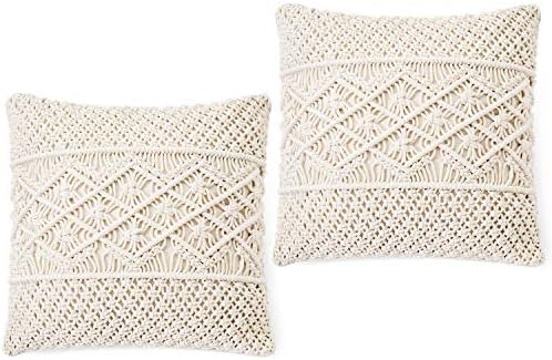 Dahey Throw Pillow Cover Macrame Pillow Case Decorative Cushion Cover for Bed Sofa Couch Bench Car Boho Home Decor,Set of 2(Pillow Inserts Not Included),17 Inches