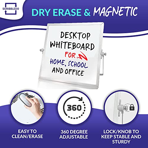 Small White Board With Stand Dry Erase Magnetic Desktop Board, 10X10 Inch Portable Double-Sided Easel Standing Whiteboard Table Set With 3 Markers & Eraser Included #TOP2