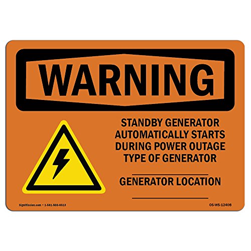 OSHA Warning Sign - Standby Generator Automatically with Symbol | Deca
