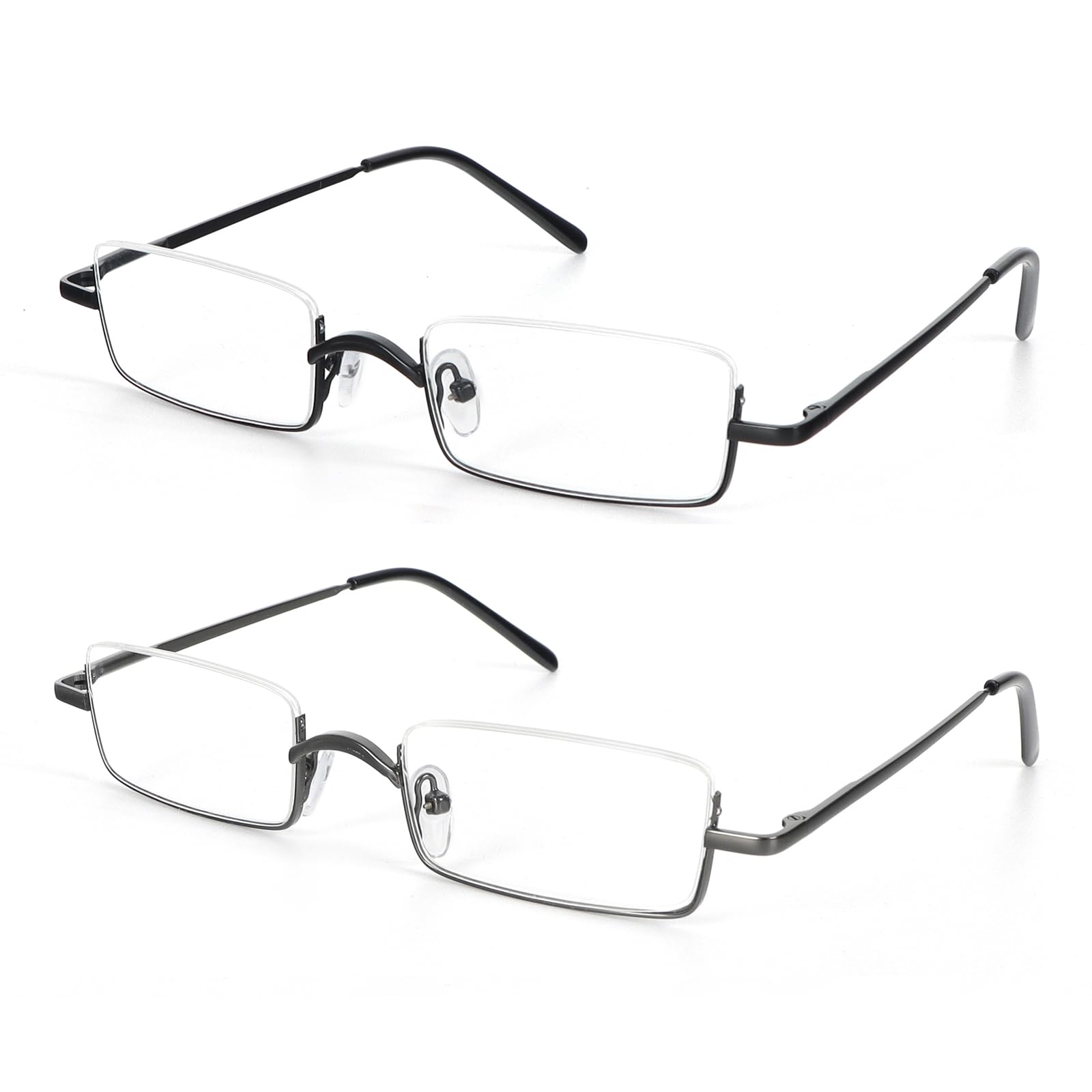 KoKoBin 2 Pack Lesebrille Halbbrille aus Metallrahmen mit Halbrahmen Sehehilfe mit Brillenetui für Damen und Herren