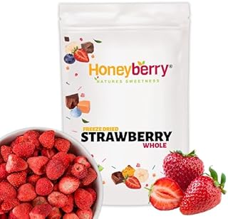 Freeze Dried Whole Strawberries 50g - No Added Sugar, 100% Natural, Gluten Free, Vegan Friendly Dry Strawberry - for Baking, Smoothies, Cake Decoration, Cocktail Garnish - Fruits for Drinks or Snacks